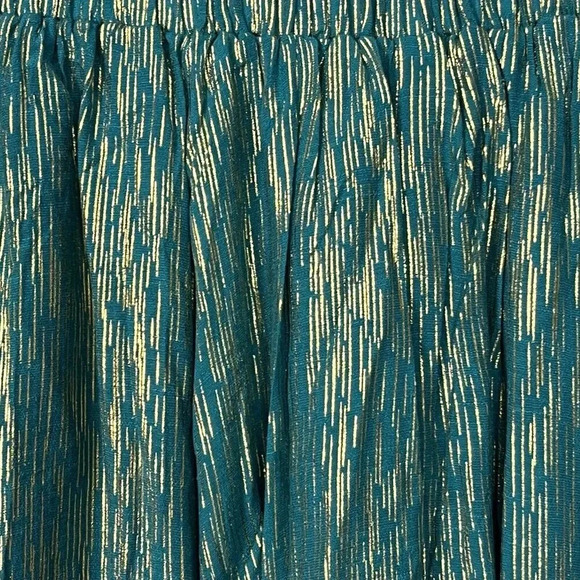 Nanette Lepore Skirt Womens M Teal Gold Pull On Elastic Waist Handkerchief Hem - Picture 8 of 16